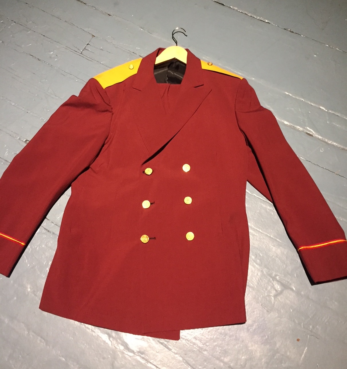 Doorman bellhop jacket burgundy with gold buttons