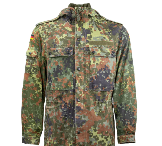 German Bundeswehr flecktarn camouflage field jacket with German flag patch