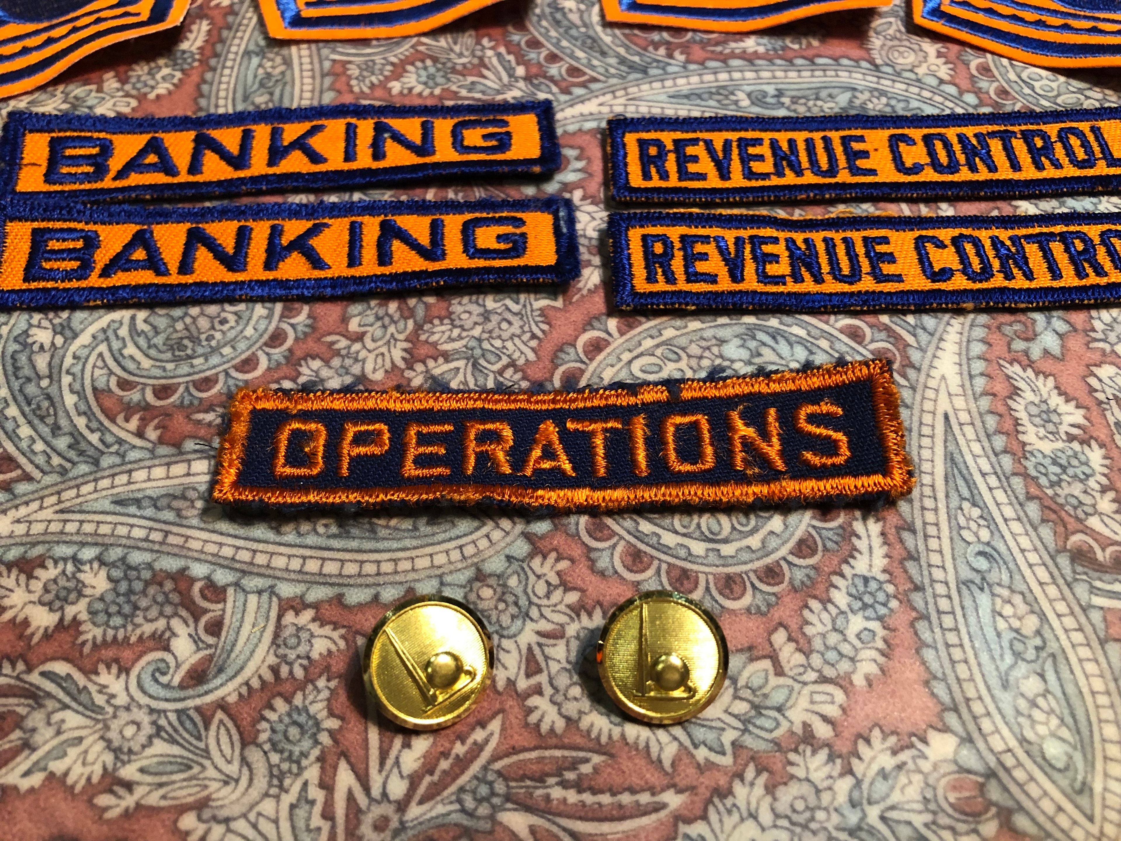 1940 World's Fair Banking, Revenue Control, and Operations embroidered department patches